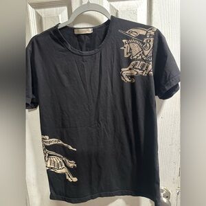 Burberry London  Black Tee with Beige Graphic